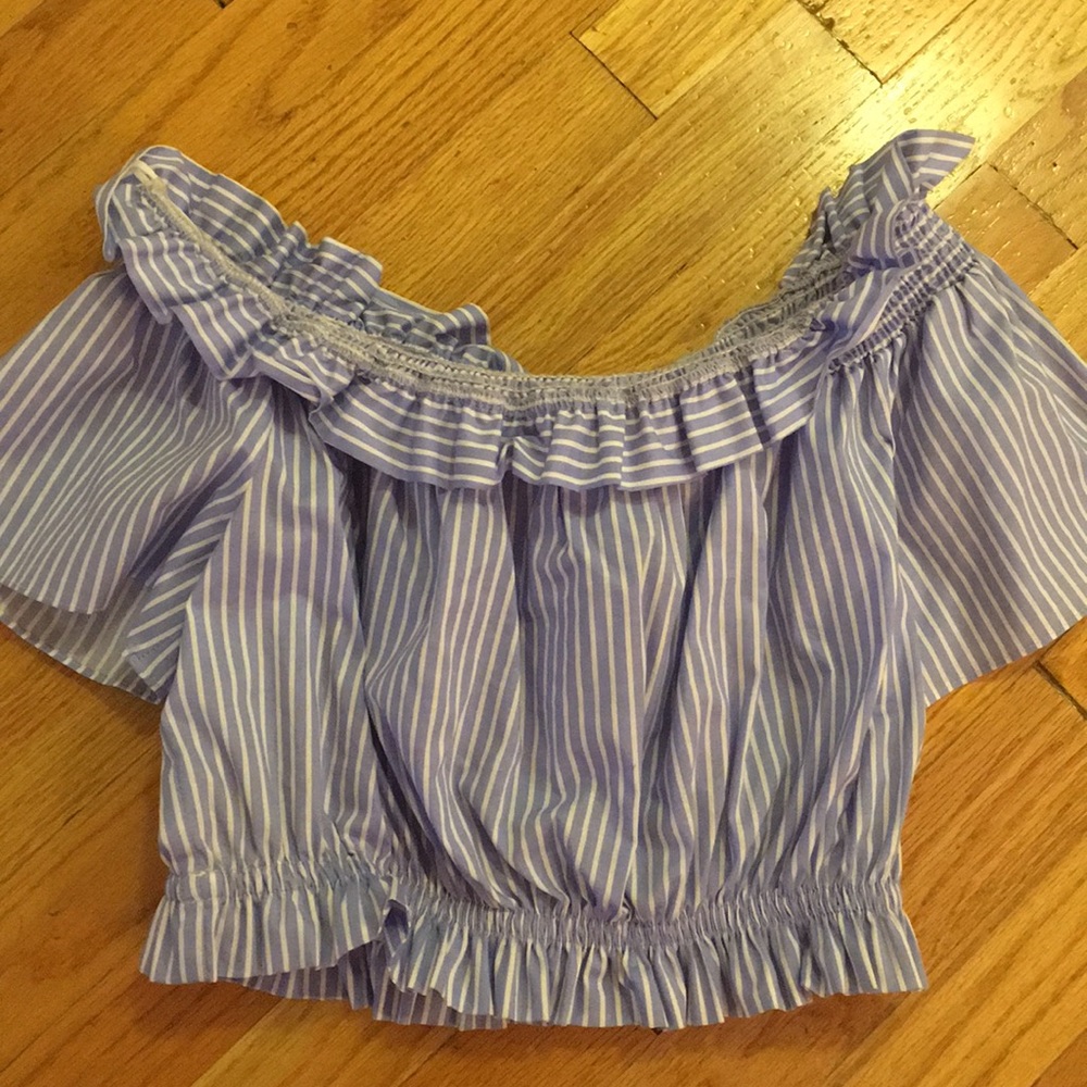 Blue and white stripped crop top